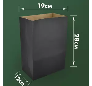 Пакет бумажный черный 280*190*120мм (100шт\1000шт)
