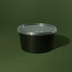 Миска 480мл PP черная с герметичной крышкой (50шт/500шт)