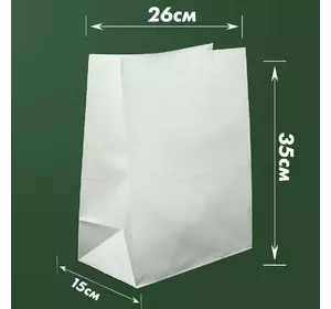 Пакет бумажный белый 350*260*150мм (100шт\500шт)
