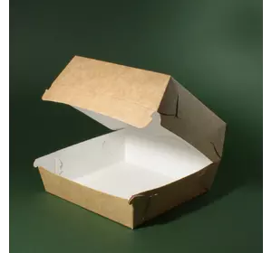 Упаковка для бургера крафт-белая клееная XL 130х130х80мм (50шт\500шт)