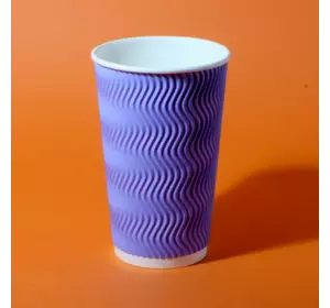 Гофростакан бумажный 450мл фиолетовый d-90мм W (20шт/480шт)
