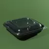Салатник чёрный квадратный с крышкой PET 185*45, 750мл (50шт\300шт)