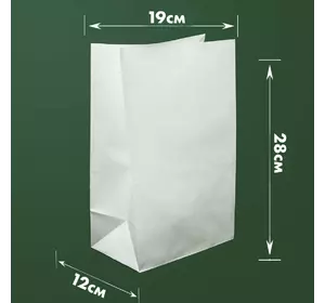 Пакет бумажный белый 280*190*120мм (100шт\1000шт)