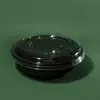 Салатник чёрный круглый с крышкой PET 185*60, 750мл (50шт\300шт)