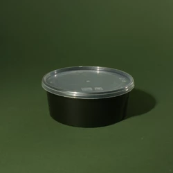 Миска 360мл PP черная с герметичной крышкой (50шт/500шт)