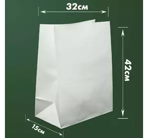 Пакет бумажный белый с ручками 420*320*150мм (50шт\350шт)