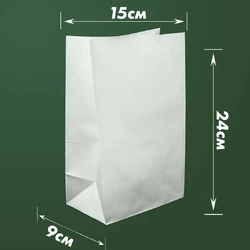 Пакет бумажный белый 240*150*90мм (100шт\1000шт)