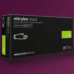 Перчатки нитриловые чёрные без пудры NITRYLEX® black M (100шт\1000шт)