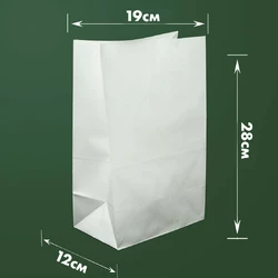 Пакет бумажный белый 280*190*120мм (100шт\1000шт)