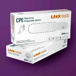 Перчатки CPE прозрачные UNEX, L (200шт\2000шт)