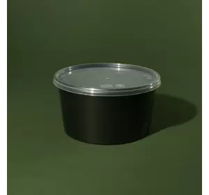 Миска 480мл PP черная с герметичной крышкой (50шт/500шт)